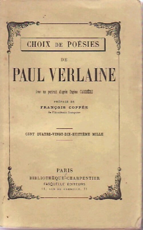 Choix de poésies - Paul Verlaine -  Bibliothèque charpentier - Livre