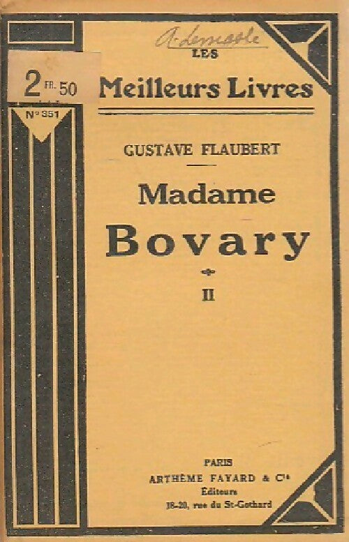 Madame Bovary Tome II - Gustave Flaubert -  Les meilleurs livres - Livre