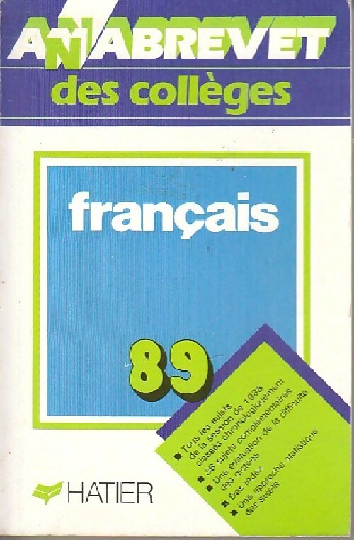 Français Brevet Sujets 1989 - Evelyne Amon -  Annabrevet - Livre