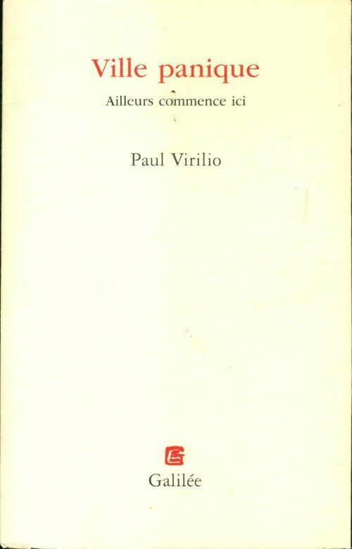 Livrenpoche : Ville panique - Paul Virilio - Livre