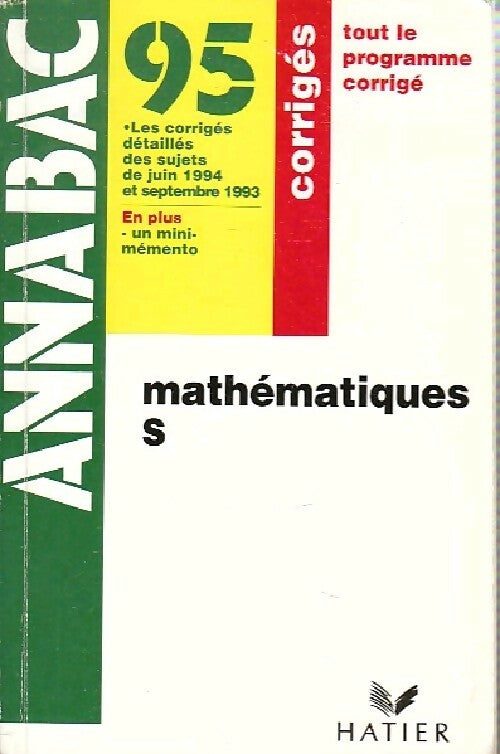 Livrenpoche : Mathématiques Terminale S, corrigés 1995 - René Merckhoffer - Livre