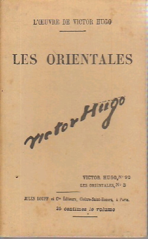Les orientales Tome III - Victor Hugo - Livre