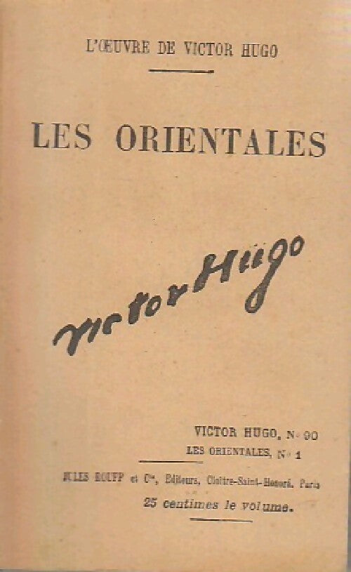 Les orientales Tome I - Victor Hugo - Livre