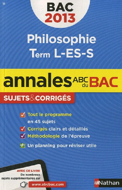 Livrenpoche : Philosophie Terminales L, ES, S sujets & corrigés 2013 - Gérard Durozoi - Livre