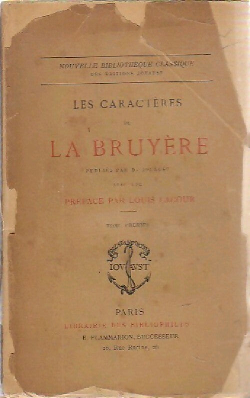 Les caractères - Jean De la Bruyère -  Nouvelle bibliothèque classique - Livre
