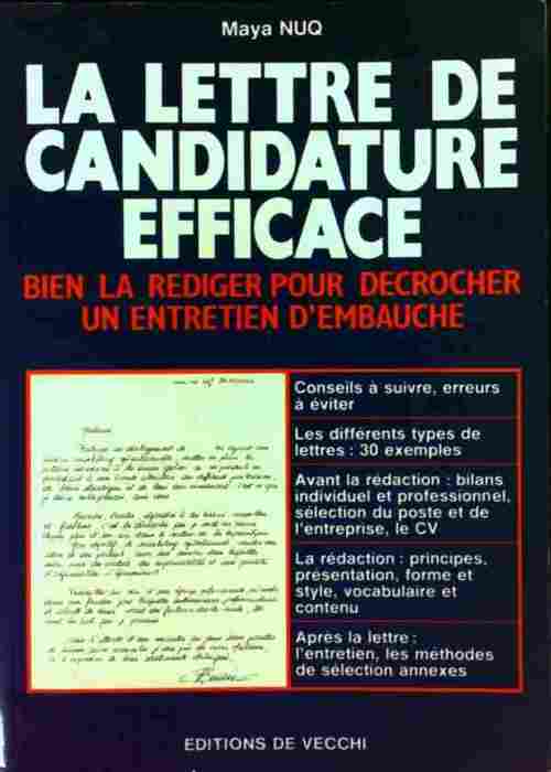 Livrenpoche : La lettre de candidature efficace - Maya Nuq - Livre