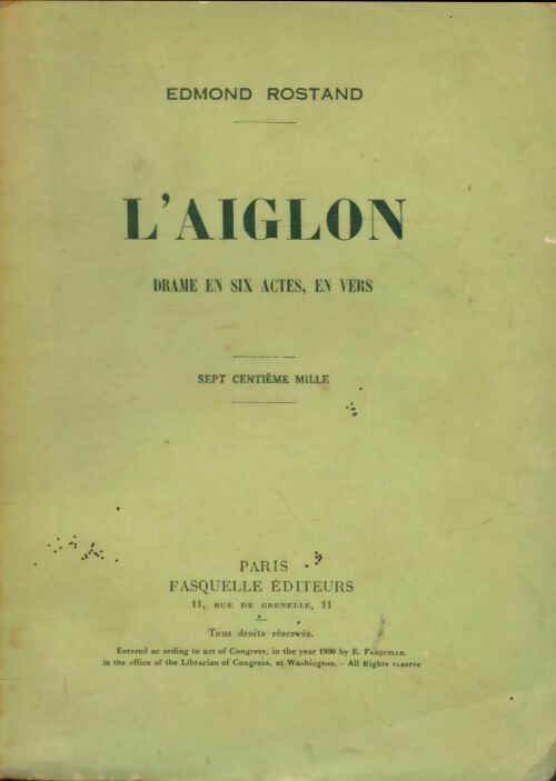 L'aiglon - Edmond Rostand -  Fasquelle GF - Livre