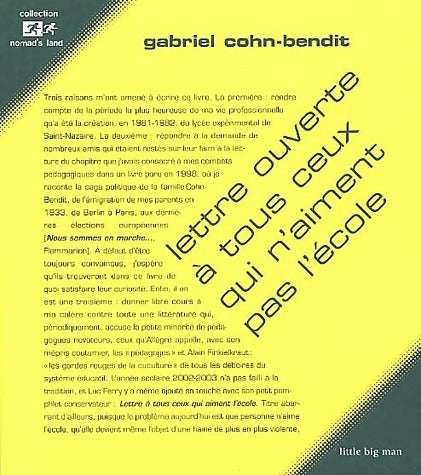 Livrenpoche : Lettre ouverte à tous ceux qui n'aiment pas l'école - Gabriel Cohn-Bendit - Livre