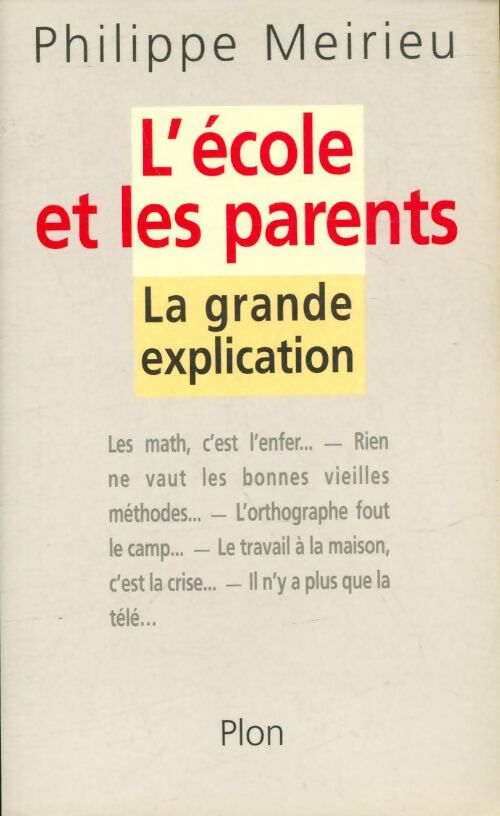 Livrenpoche : L'école et les parents - Philippe Meirieu - Livre