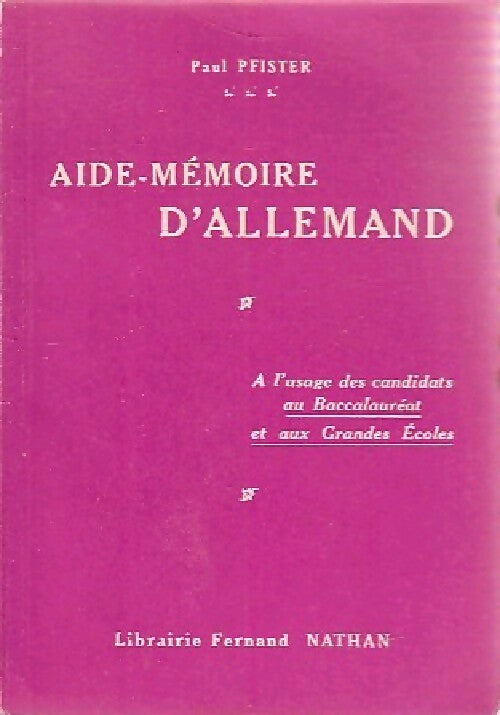 Livrenpoche : Aide-mémoire d'allemand - Paul Pfister - Livre
