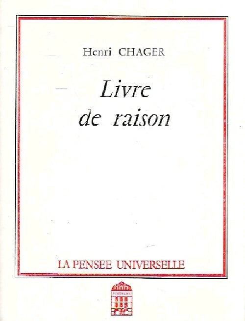 Livrenpoche : Livre de raison - Henri Chager - Livre