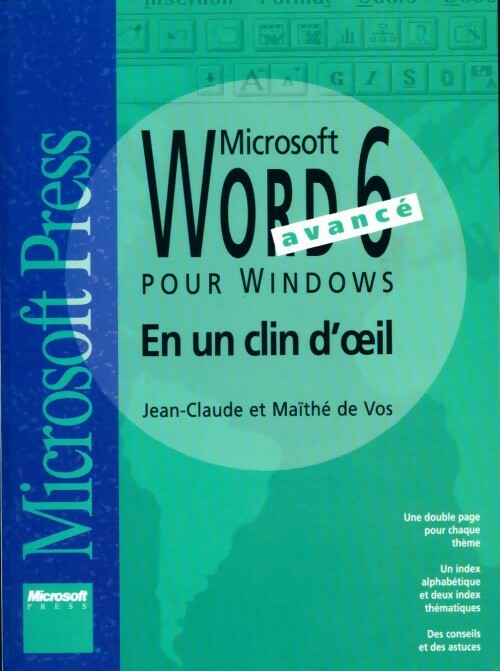 Livrenpoche : Microsoft Word 6 avancé pour Windows - Jean-Claude De Vos - Livre