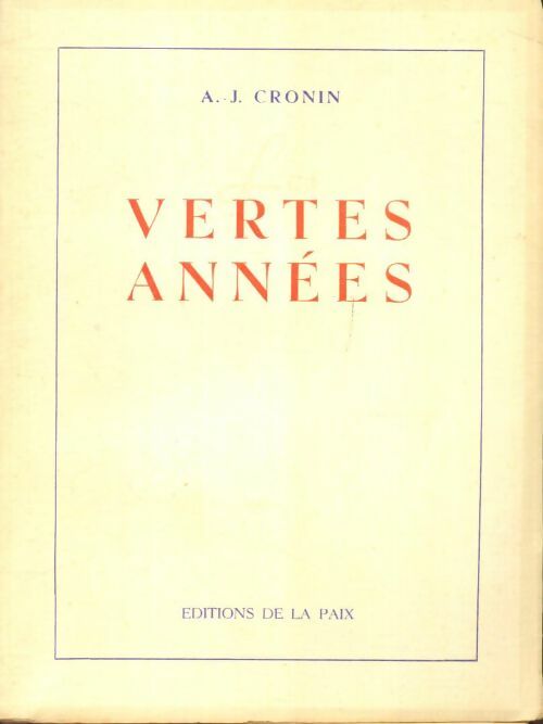 Livrenpoche : Les vertes années - Archibald Joseph Cronin - Livre