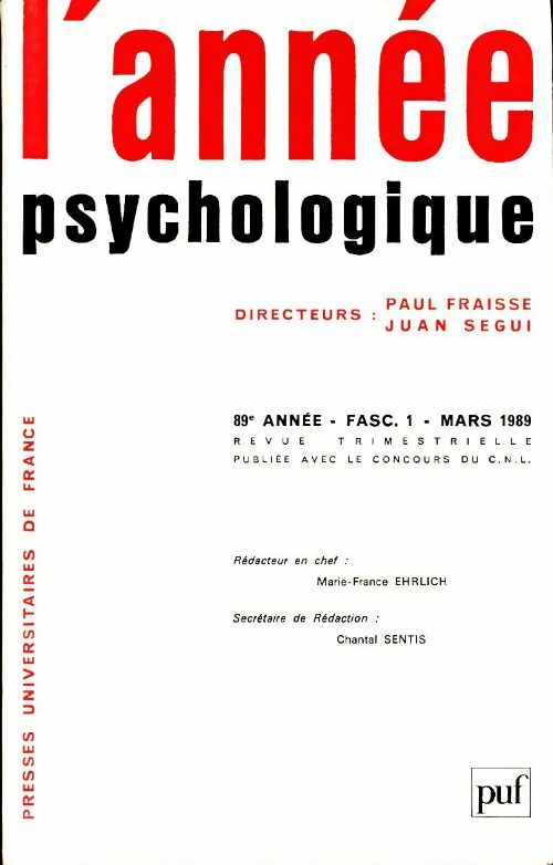 L'année psychologique - Collectif -  PUF GF - Livre
