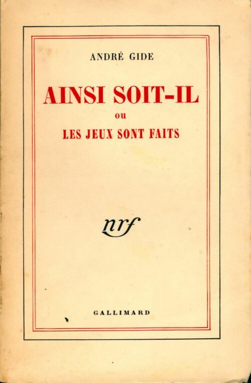 Livrenpoche : Ainsi soit-il ou les jeux sont faits - André Gide - Livre