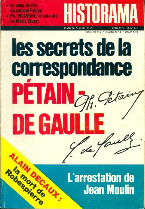 Livrenpoche : Historama n°261 : Les secrets de correspondance Pétain-de Gaulle - Collectif - Livre