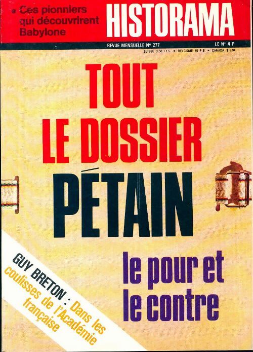 Livrenpoche : Historama n°277 : Tout le dossier Pétain - Collectif - Livre