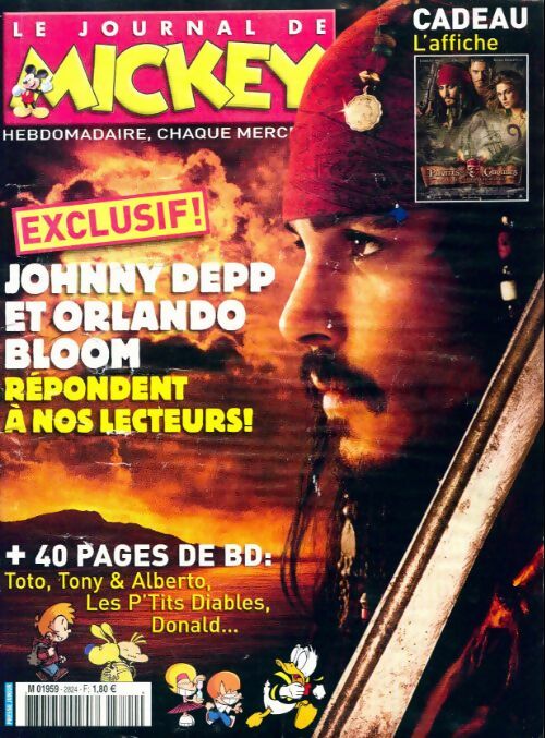 Livrenpoche : Le journal de Mickey n°2824 : Johnny Depp et Orlando Bloom - Disney - Livre