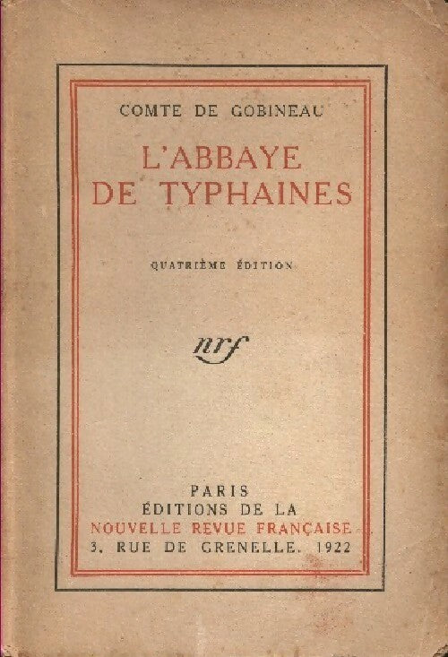 L'abbaye de Tyohaines - Marcel Gobineau -  Nouvelle Revue Française - Livre