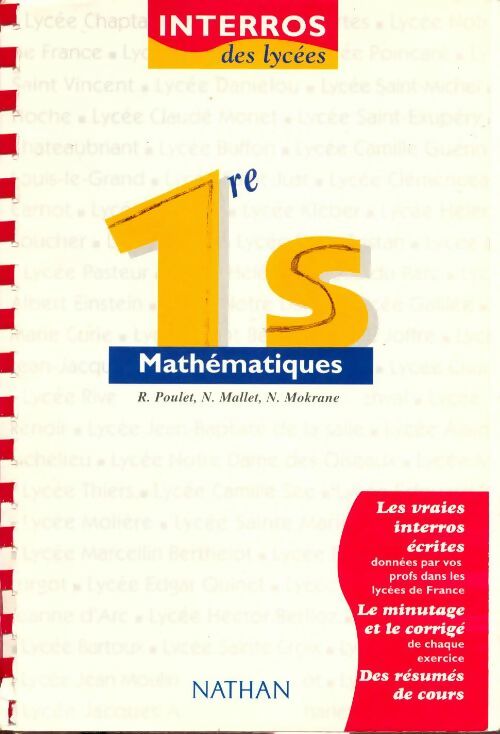 Livrenpoche : Mathématiques 1re S - Collectif - Livre