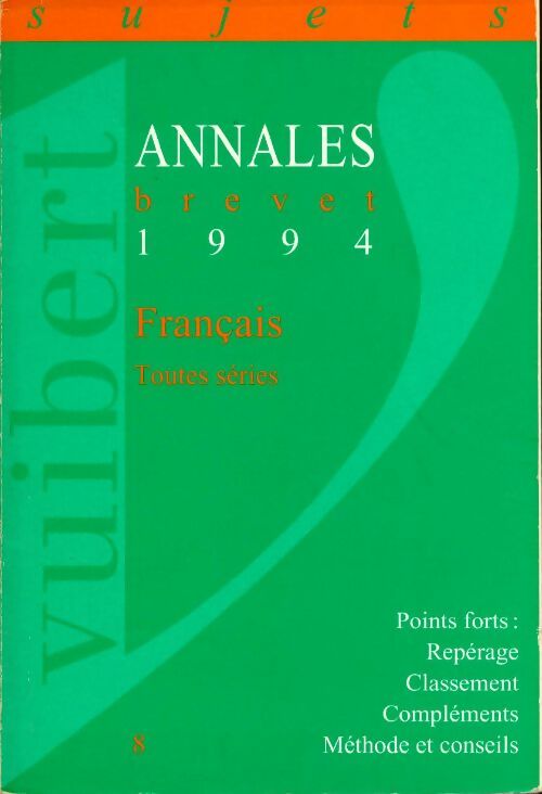 Français brevet sujets 1994 - Collectif -  Vuibert GF - Livre