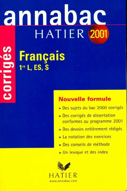 Livrenpoche : Français 1re L, ES, S : sujets corrigés 2001 - Collectif - Livre