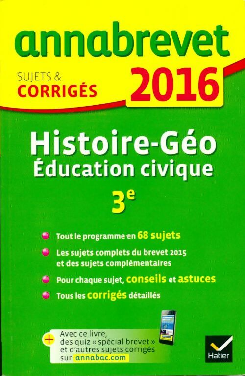 Livrenpoche : Histoire-géographie Éducation civique 3e: sujets et corrigés 2016 - Christophe Clavel - Livre