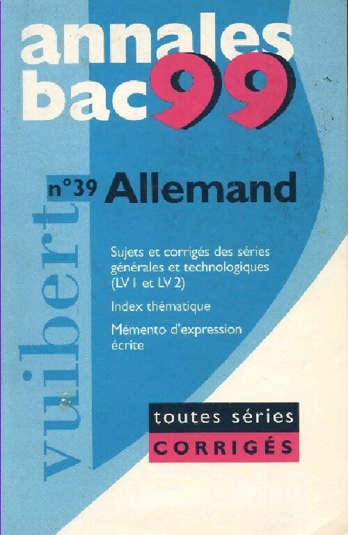 Livrenpoche : Allemand toutes séries 1999 corrigés - Fabrice Malkani - Livre