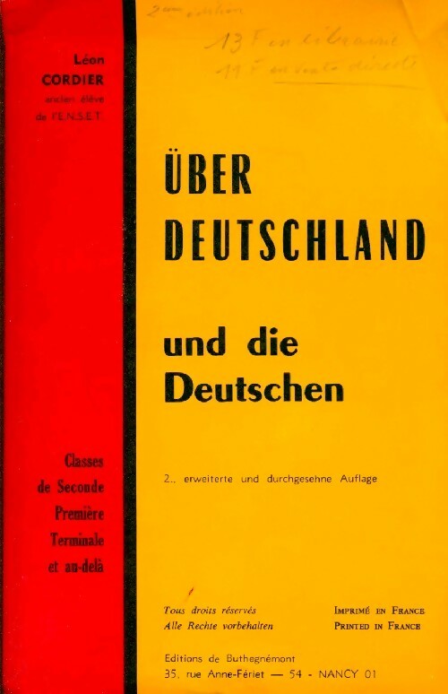 Livrenpoche : Über Deutschland und die deutschen Tome II - Léon Cordier - Livre