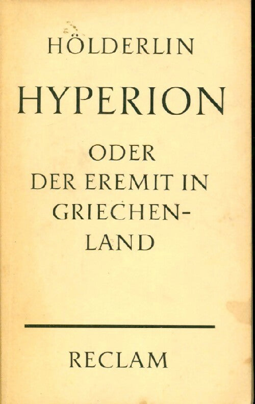 Livrenpoche : Hyperion - Friedrich Hölderlin - Livre