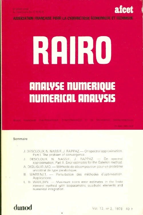 Livrenpoche : Rairo. Analyse numérique Vol. 12 n°2 - Collectif - Livre