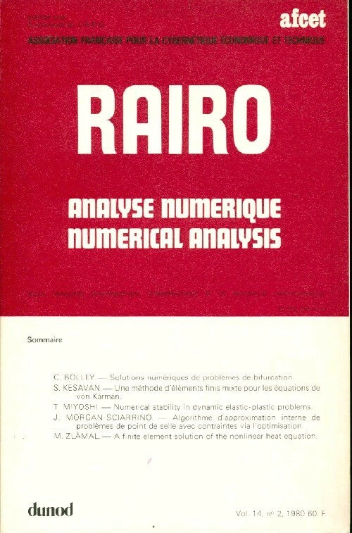 Livrenpoche : Rairo. Analyse numérique Vol. 14 n°2 - Collectif - Livre