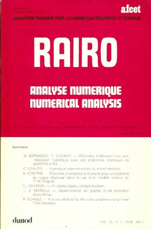 Livrenpoche : Rairo. Analyse numérique Vol. 12 n°1 - Collectif - Livre