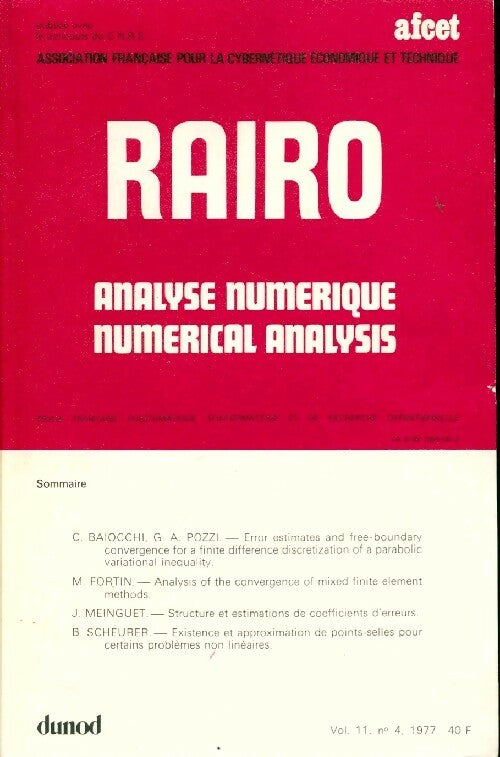 Rairo. Analyse numérique Vol. 11 n°4 - Collectif -  Rairo. Analyse numérique - Livre