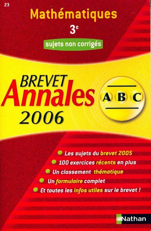 Livrenpoche : Annales non corrigées brevet 2006 : Mathématiques - Collectif - Livre