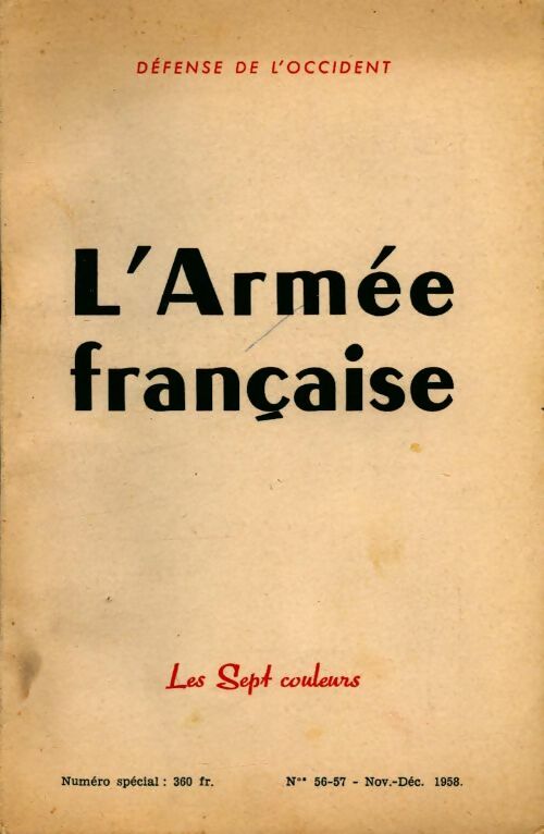 Livrenpoche : L'Armée francaise n°56-57, novembre-décembre 1958 - Collectif - Livre