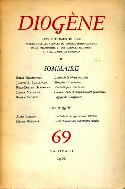 Livrenpoche : Diogène n°69 - Collectif - Livre