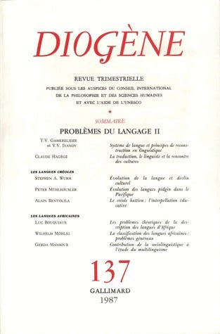 Livrenpoche : Diogène numéro 137 - Collectif - Livre