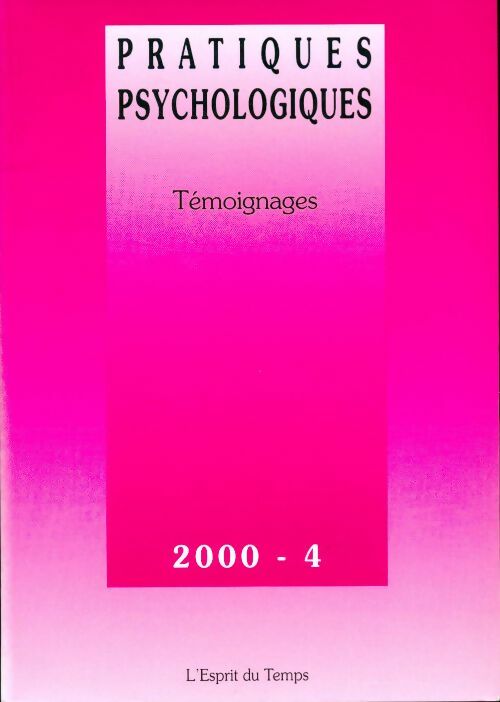 Livrenpoche : Pratiques psychologiques n°4/2000 : Prédictions - Collectif - Livre