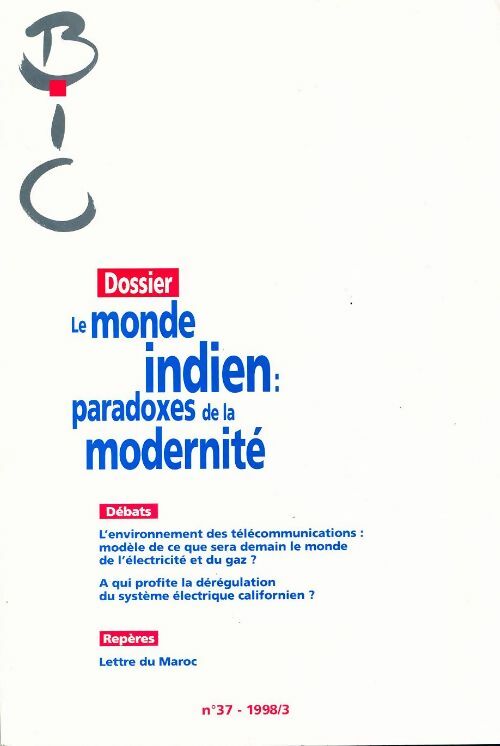Livrenpoche : Bulletin d'information des cadres n°37 : Le monde indien, paradoxes de la modernité - Collectif - Livre