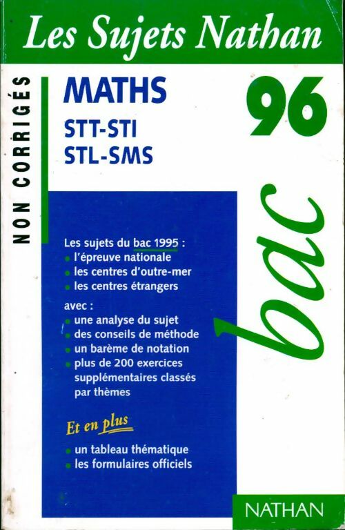 Livrenpoche : Maths STT-STI, STL-SMS bac 96 non corrigés - Collectif - Livre