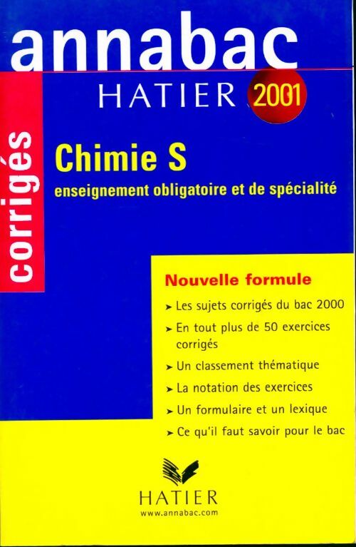Chimie S corrigés 2001 - Yves Kaminsky -  Annabac - Livre