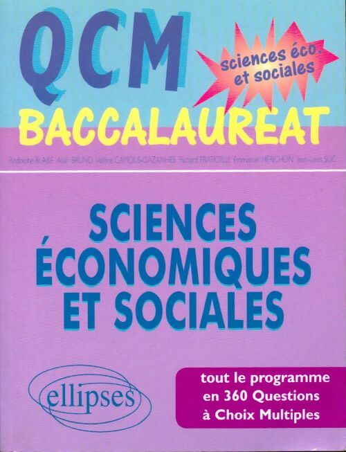 Livrenpoche : QCM baccalauréat sciences économiques et sociales - Alain Bruno - Livre
