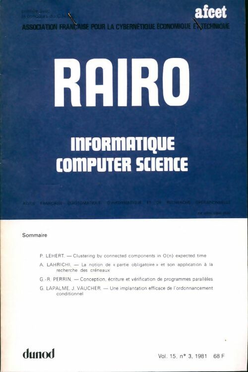 Livrenpoche : Rairo. Informatique vol. 15 n°3 - Collectif - Livre