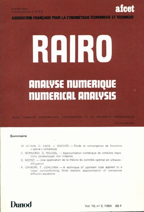 Livrenpoche : Rairo. Analyse numérique Vol. 18 n°3 - Collectif - Livre