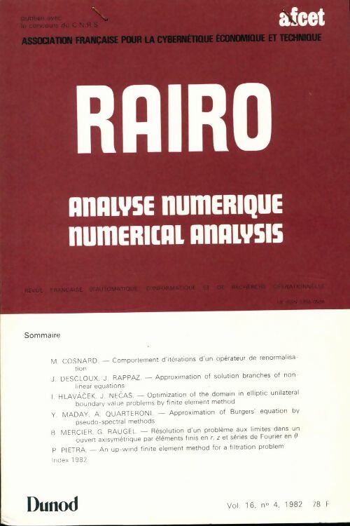 Rairo. Analyse numérique Vol. 16 n°4 - Collectif -  Rairo. Analyse numérique - Livre