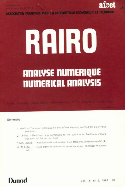 Rairo. Analyse numérique Vol. 16 n°2 - Collectif -  Rairo. Analyse numérique - Livre