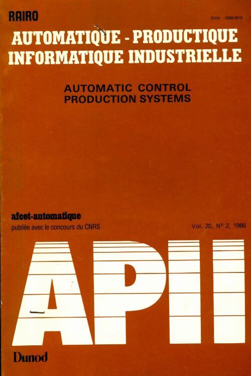 Livrenpoche : Rairo. Automatique-Productique Informatique industrielle Vol. 20 n°2 - Collectif - Livre