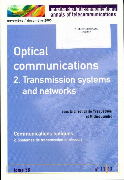 Livrenpoche : Optical communications Tome II : Transmission systems and network - Collectif - Livre