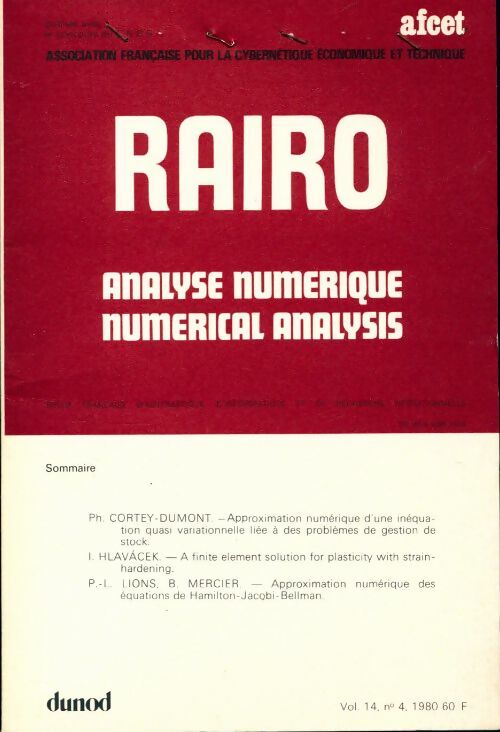 Livrenpoche : Rairo. Analyse numérique Vol. 14 n°4 - Collectif - Livre